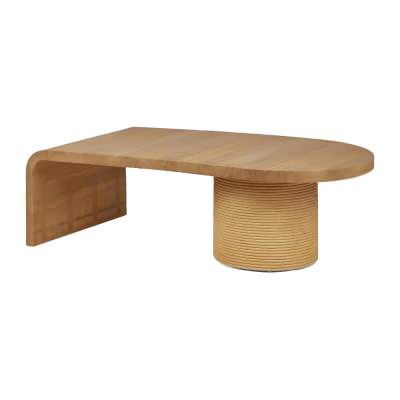 Leo Timber & Rattan Coffee Table, 130cm, Natural