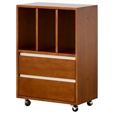 Moonrise Boxwood Modualr Storage Cabinet with Castors, 3 Open Compartments & 2 Drawers