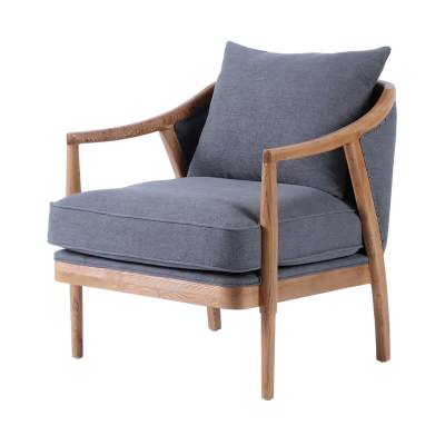 Asteria Linen & Oak Armchair, Grey