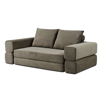 Vetrois Corduroy Fabric Fold Out Sofa Bed, 2 Seater / Queen, Khaki Green
