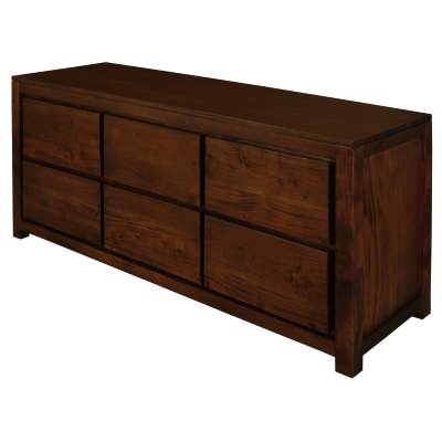 Amsterdam Mahogany Timber 6 Drawer Dresser, Mahogany