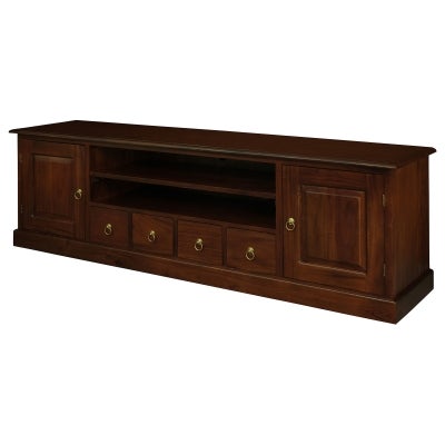 Tasmania Mahogany Timber 2 Door 4 Drawer TV Unit, 200cm, Mahogany