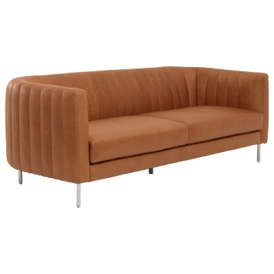 Velluto Premium Top Grain Full Leather Sofa, 3 Seater, Tan