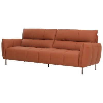 Fredrica Premium Top Grain Full Leather Sofa, 3 Seater, Orange
