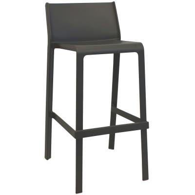 Trill Italian Made Commercial Grade Indoor / Outdoor Bar Stool, Anthracite