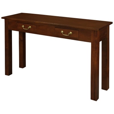 Malacca Mahogany Timber 2 Drawer Sofa Table, 120cm, Mahogany