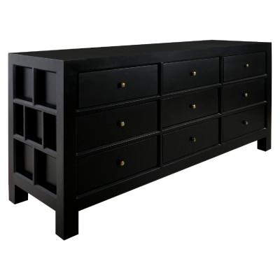New Macaire Timber 9 Drawer Dresser, Black