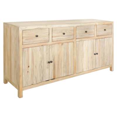 Sheraton Tomes Timber 4 Door 4 Drawer Buffet Table, 160cm, Distressed Natural