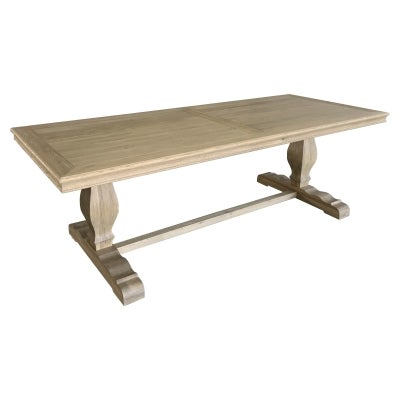 Salon Oak Timber Trestle Dining Table, 240cm, Weathered Oak