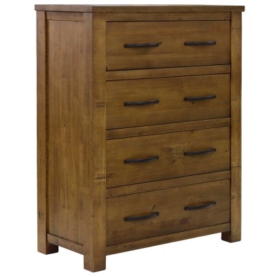 Alveston Rustic Pine Timber 4 Drawer Tallboy
