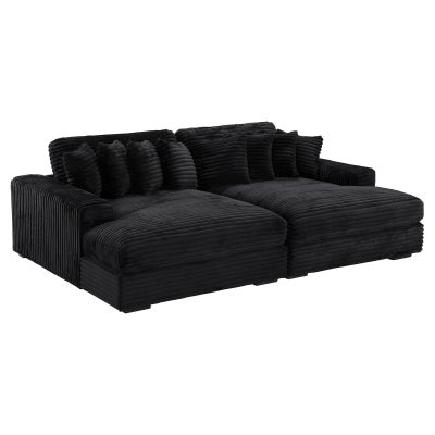 Ovela Corduroy Fabric Modular Sofa Bed, 2 Seater, Charcoal