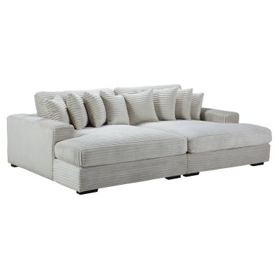 Ovela Corduroy Fabric Modular Sofa Bed, 2 Seater, Beige