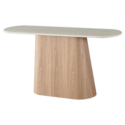Haverin Artificial Stone & Wood Oval Console Table, 150cm