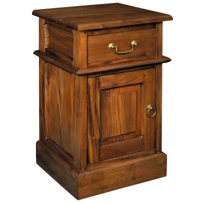 Tasmania Mahogany Timber Bedside Table, Left, Light Pecan
