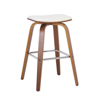 Cooper Bar Stool, White / Walnut