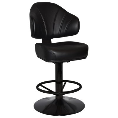 Luxor Commercial Grade Vinyl Gaming Stool, Disc Base, Black / Black