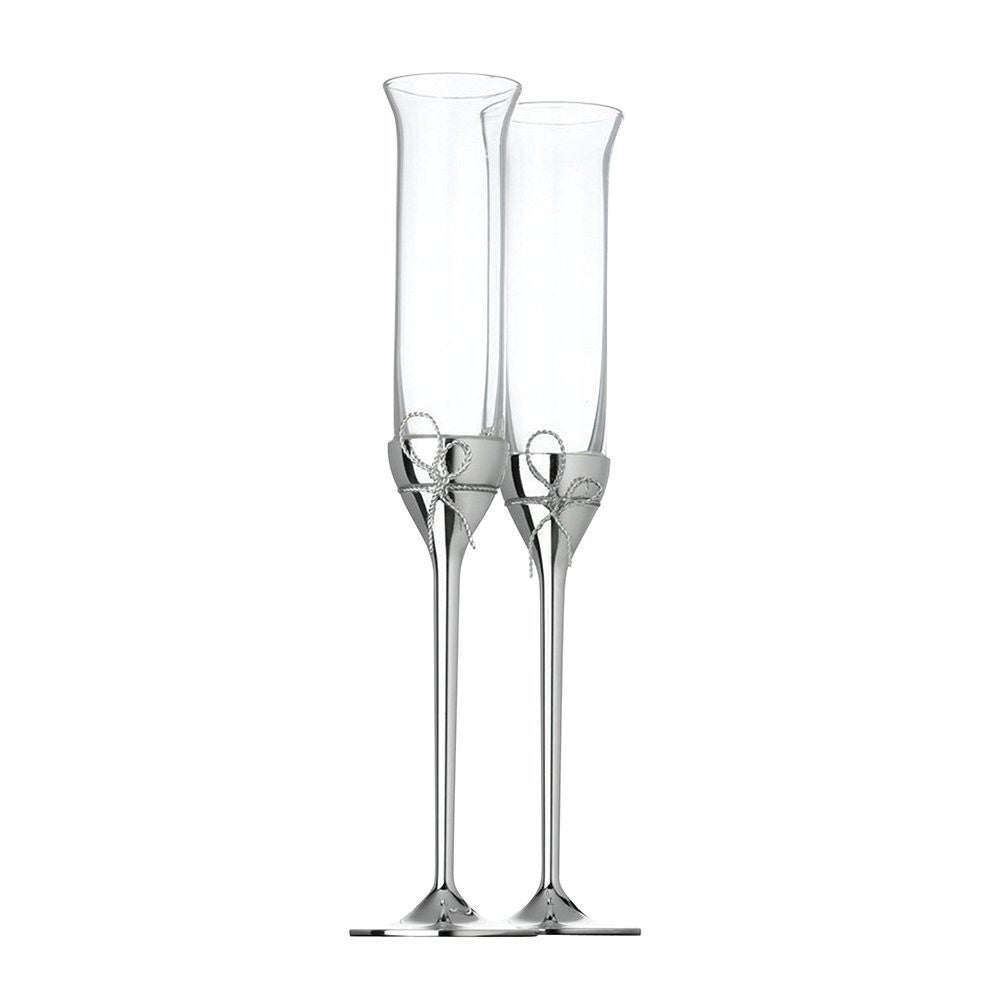 Wedgwood Vera Wang Love Knots Crystal Toasting Flute Glass, Set of 2