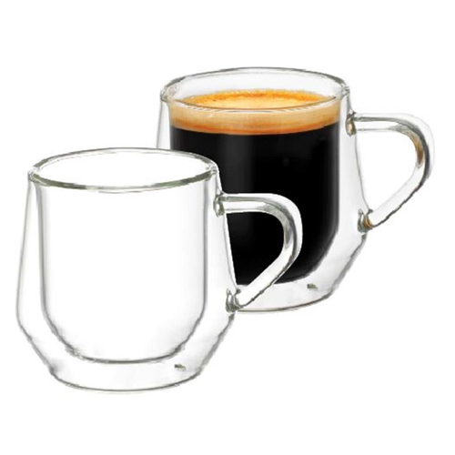 Avanti Capri Double Wall Glass Coffee Mug, Set of 2, 375ml