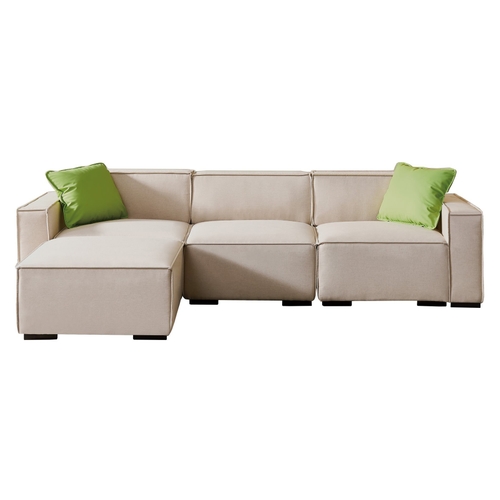 Verse Fabric Modular Corner Sofa, Seater with Ottoman, Beige