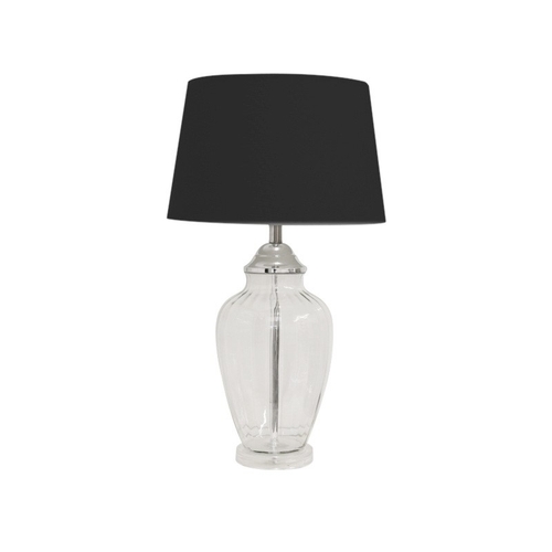 Addison Glass Table Lamp, Clear Black