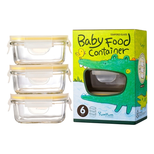 Glasslock Piece Rectangular Baby Food Container Set