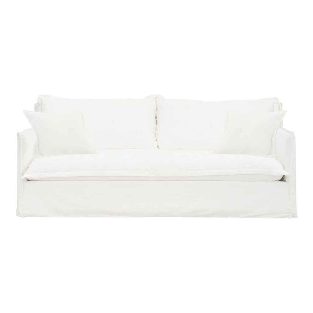 Cove Cotton Linen Fabric Slip Cover Sofa, 3 Seater, White
