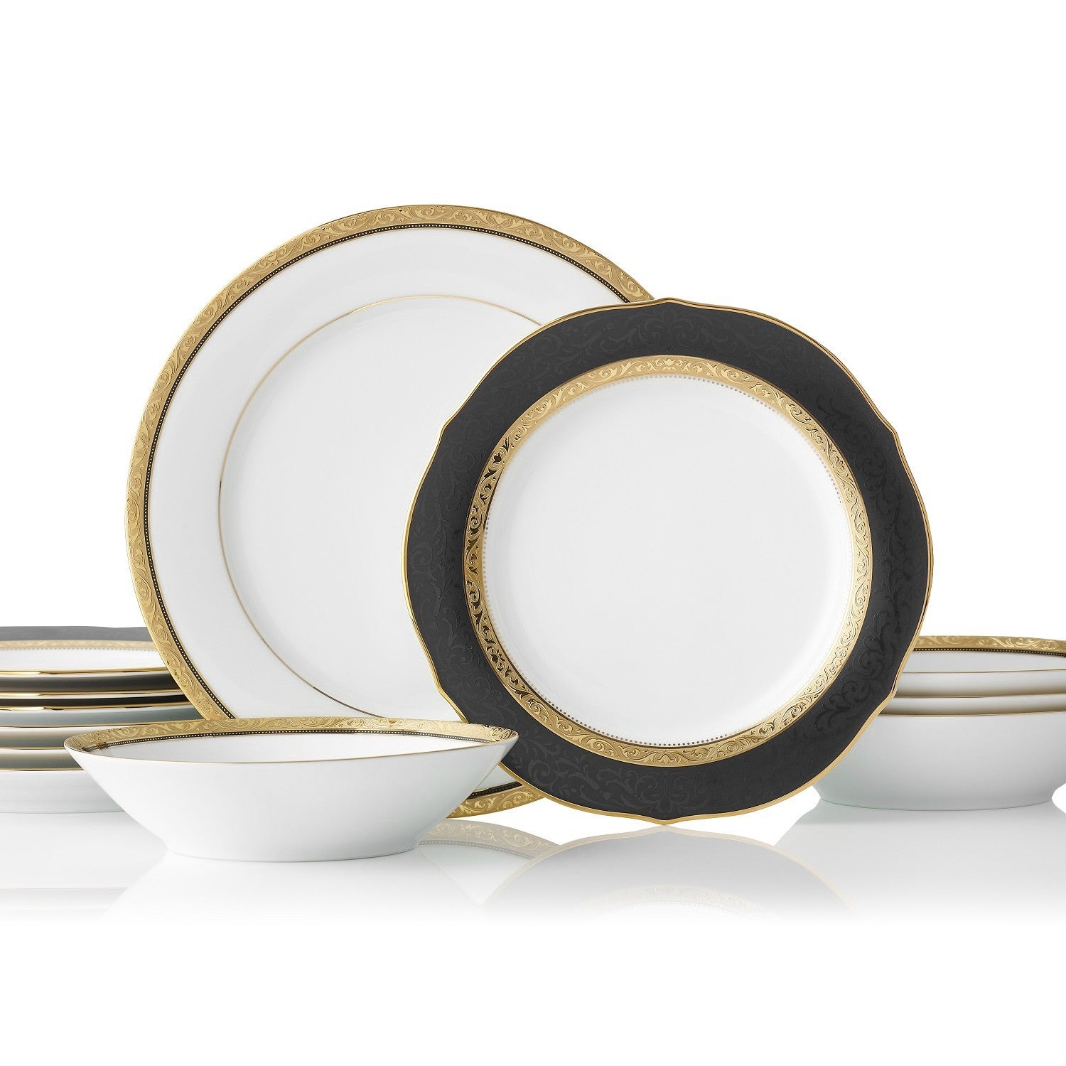 Noritake Regent Gold Fine Porcelain 12 Piece Dinner Set