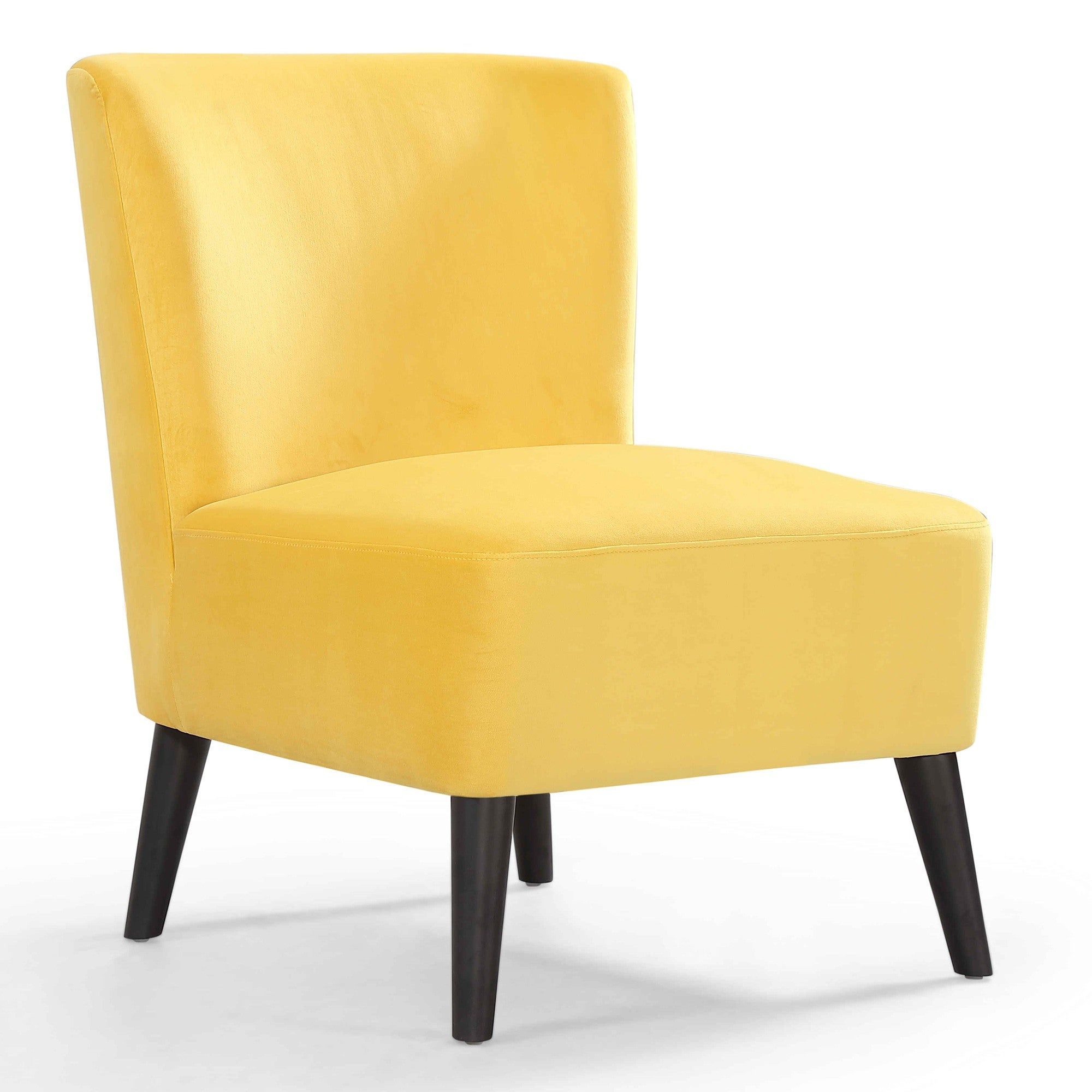 Elko Velvet Fabric Lounge Chair Yellow