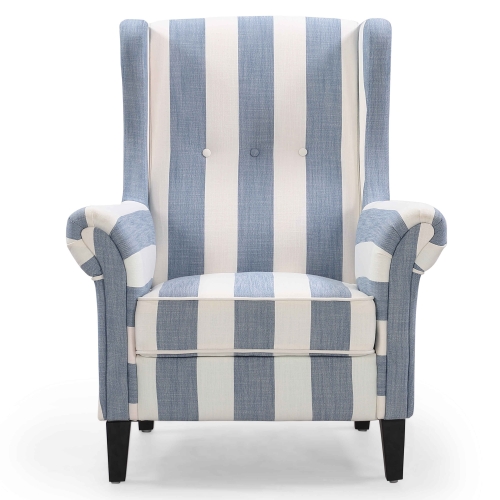 Jurby Fabric Wing Back Armchair, Hamptons Stripe - Main Image