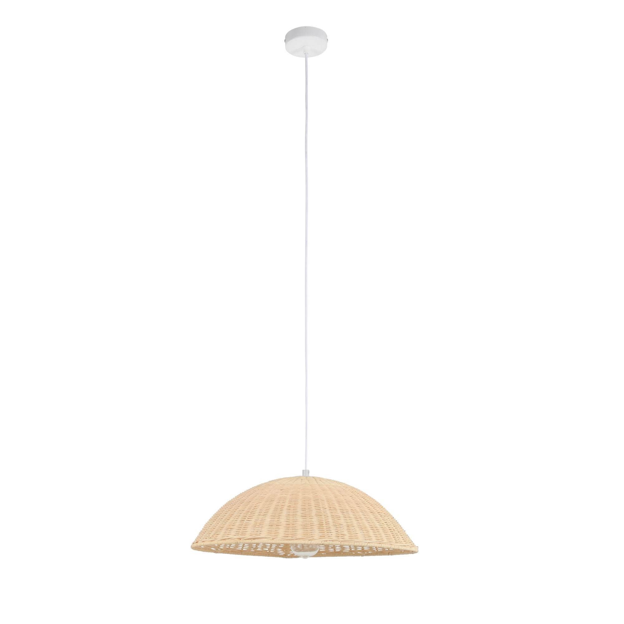 Costa Rattan Pendant Light Shallow Dome