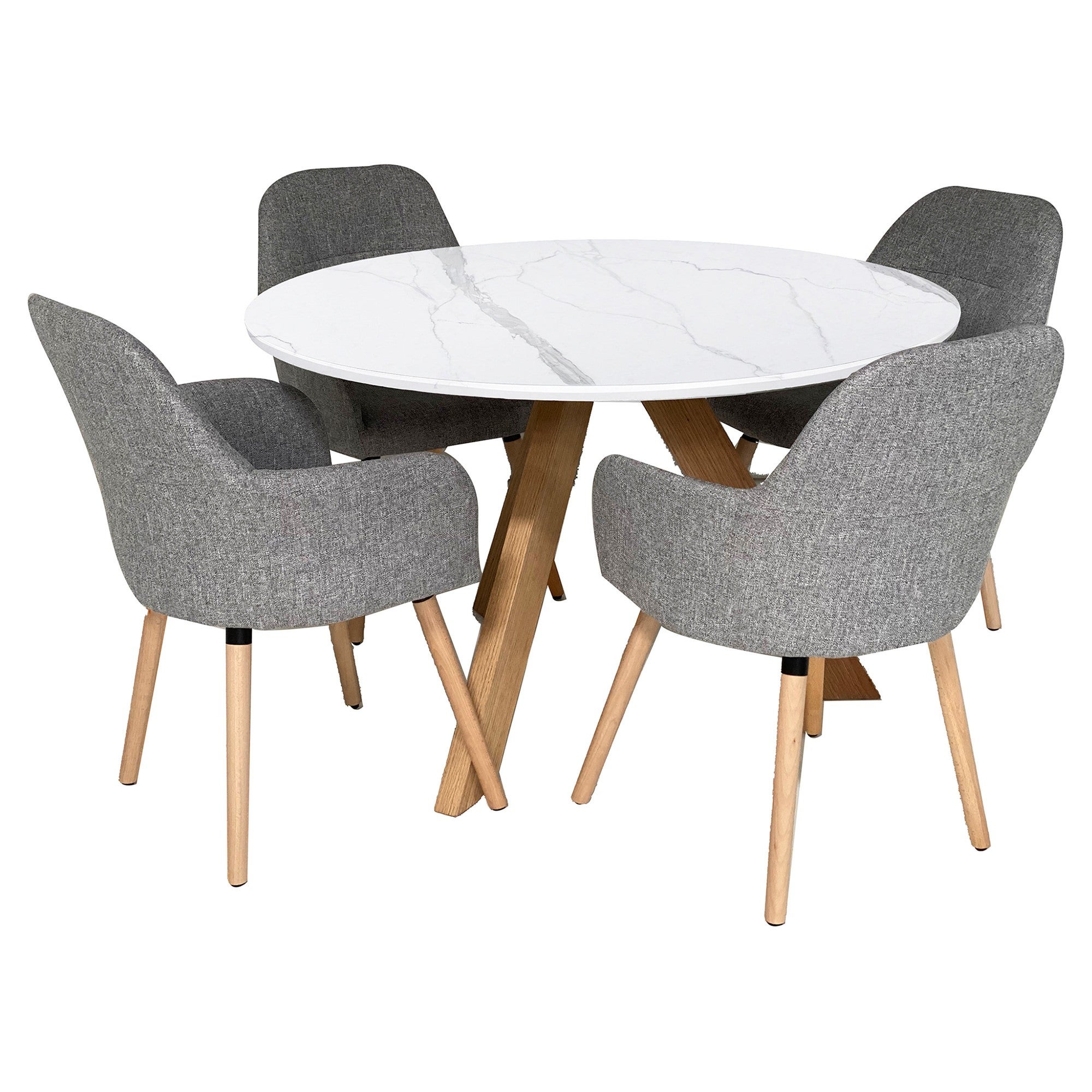 Morris 5 Piece Sintered Stone Top Round Dining Table Set 120cm