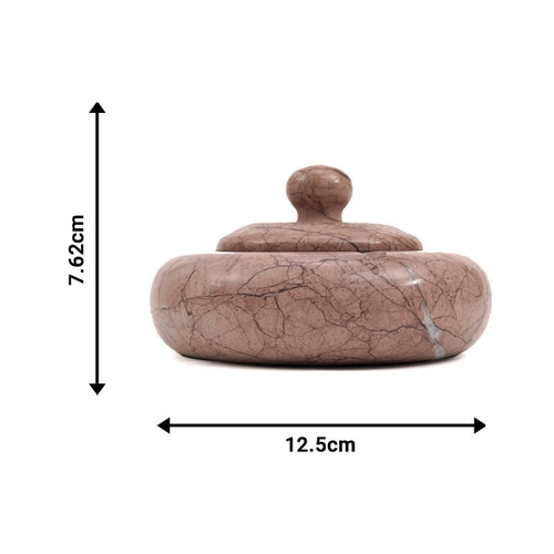Marbeline Marble Round Ash Tray with Lid, Marinara