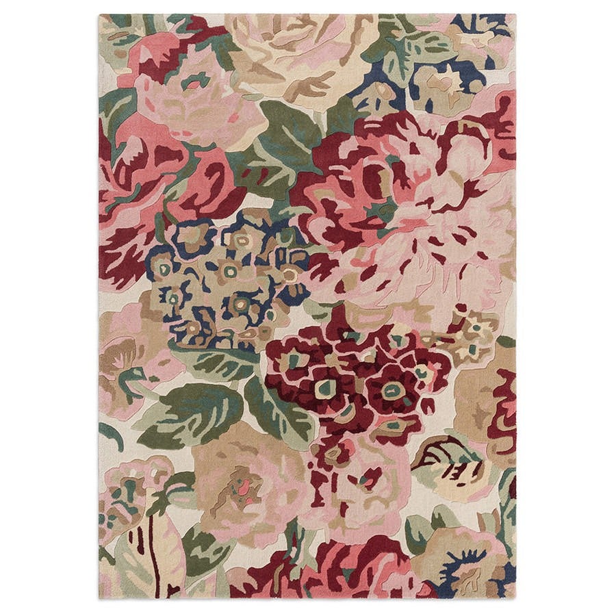 Sanderson Rose & Peony Hand Tufted Designer Wool Rug, 280x200cm, Red