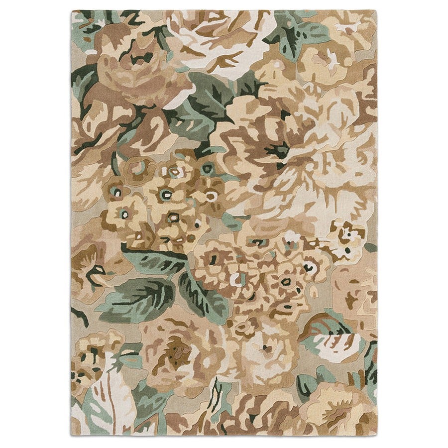 Sanderson Rose & Peony Hand Tufted Designer Wool Rug, 240x170cm, Birch
