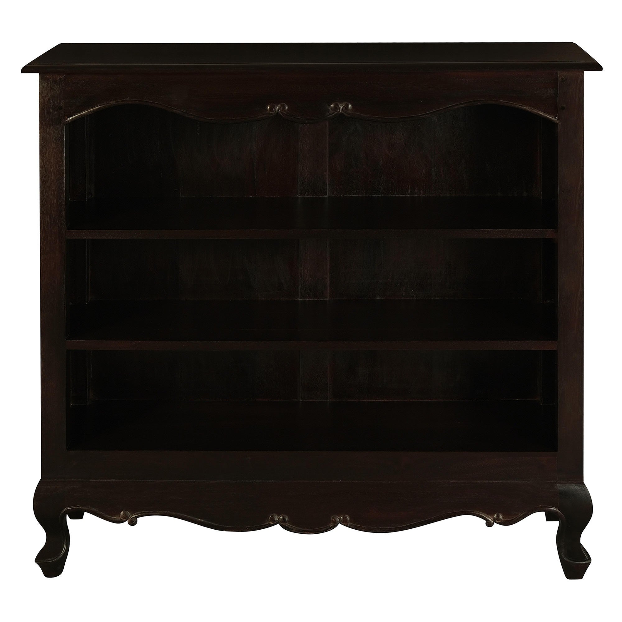 Queen Ann Mahogany Timber Lowline Bookcase Chocolate