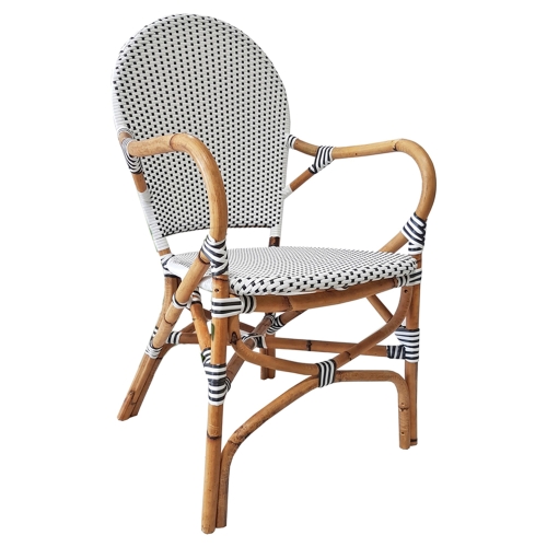 Parisian Rattan Bistro Dining Armchair, Grey White