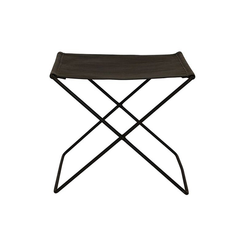 Palma Leather Iron Foldable Camp Stool Black