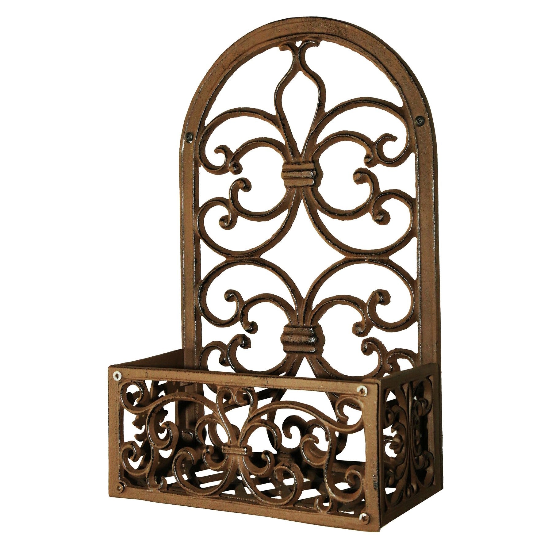 Wrought iron store wall plant holders
