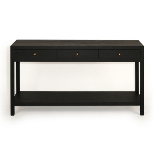 Kingsvale Oak Timber Console Table, 150cm, Black
