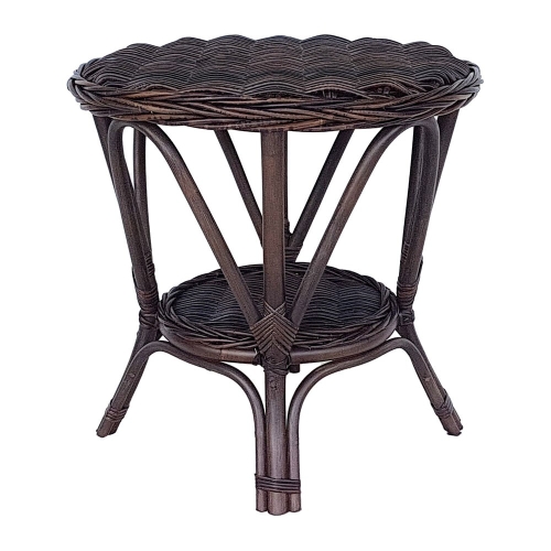 Holme Rattan Round Side Table, Dark Brown