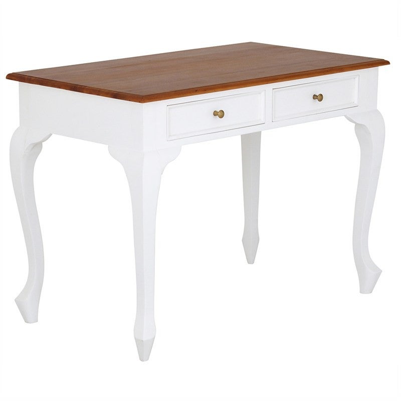 Queen Ann Mahogany Timber Desk 105cm Caramel White