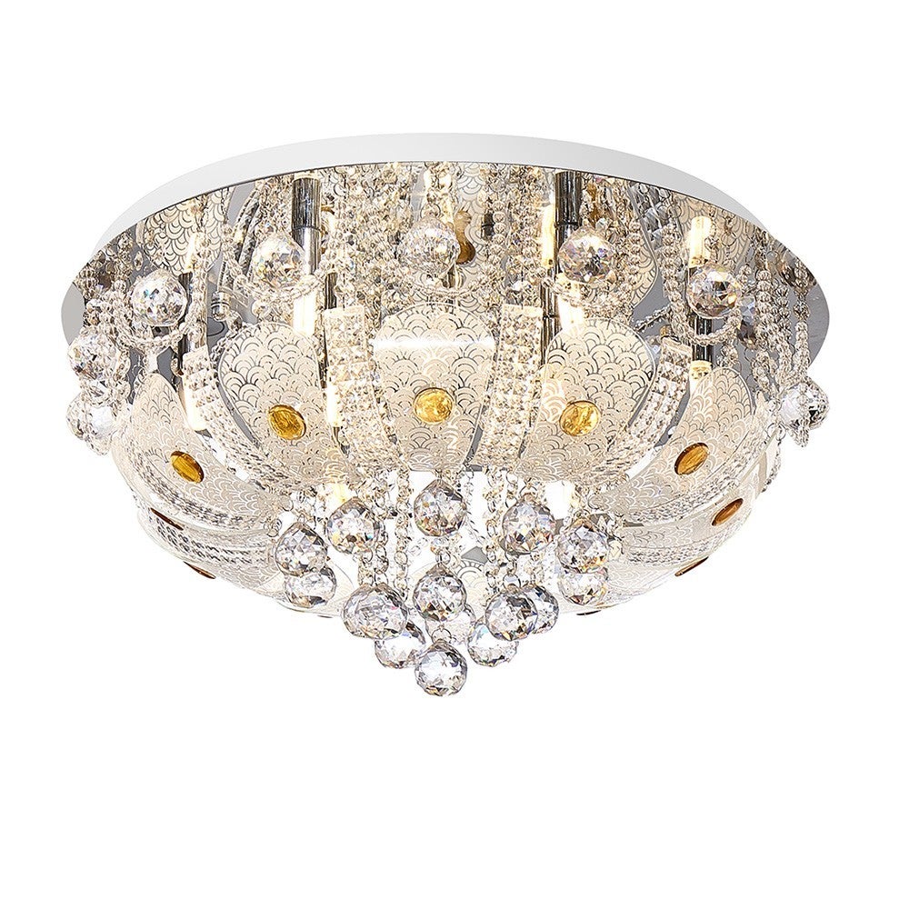Wide flush outlet mount chandelier