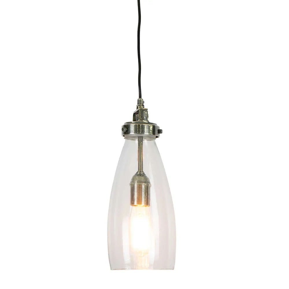 Roma Glass Pendant Light Antique Silver