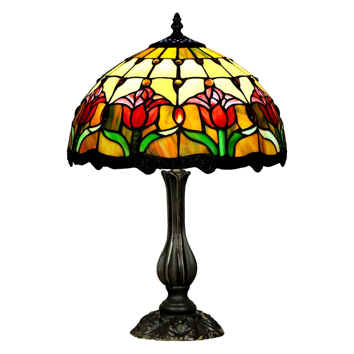 Warehouse of tiffany 2 light style exotic bird store table lamp