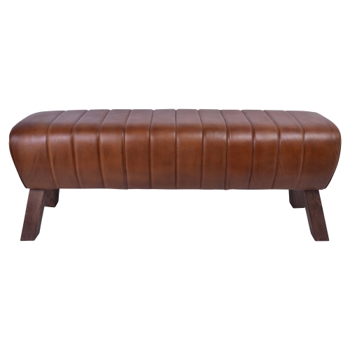 Andorra Leather Saddle Ottoman Bench, 132cm