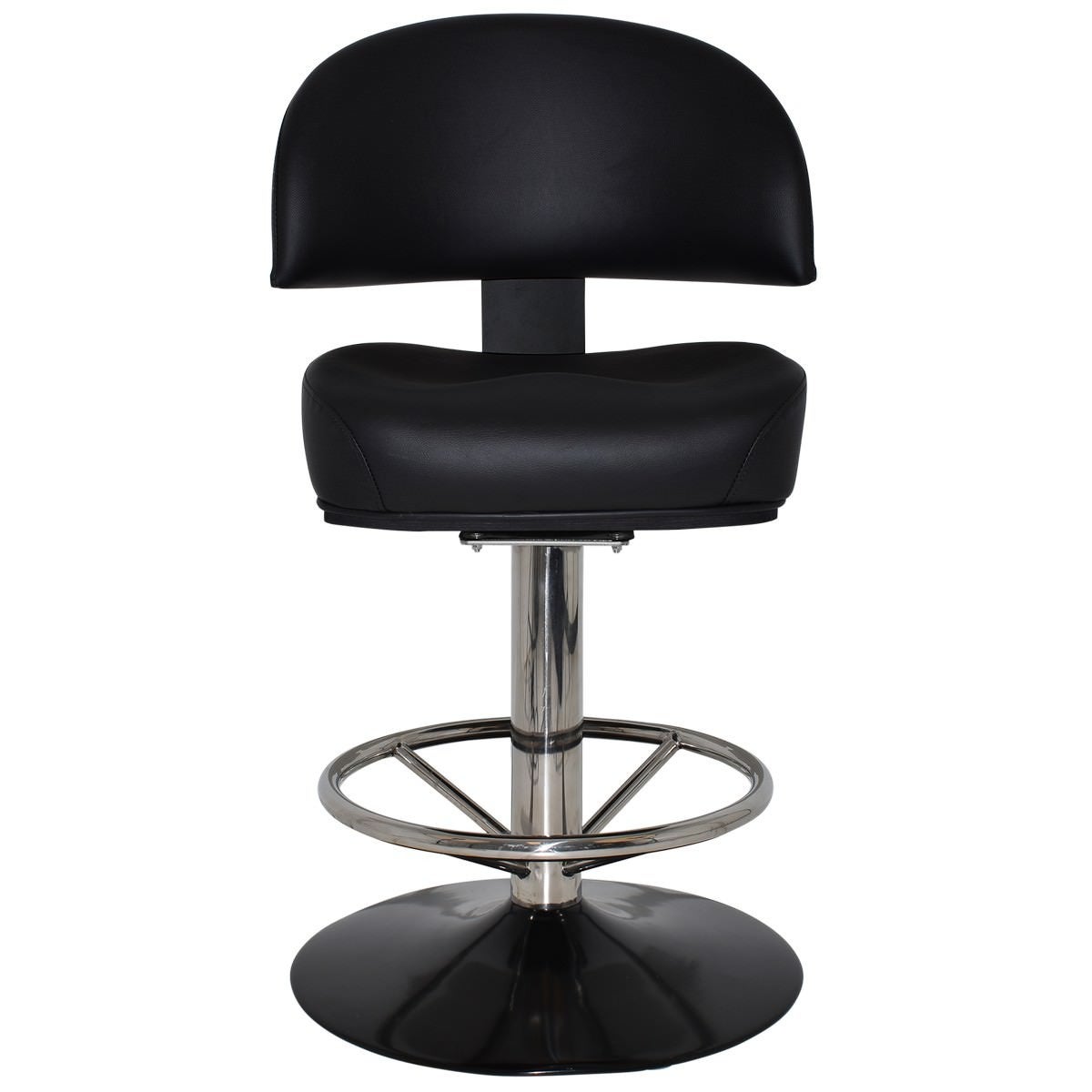 Macau Commercial Grade Vinyl Gaming Stool Disc Base Black Silver