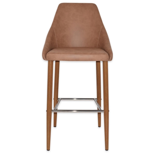Stockholm Commercial Grade Pelle Fabric Bar Stool, Metal Leg, Tan