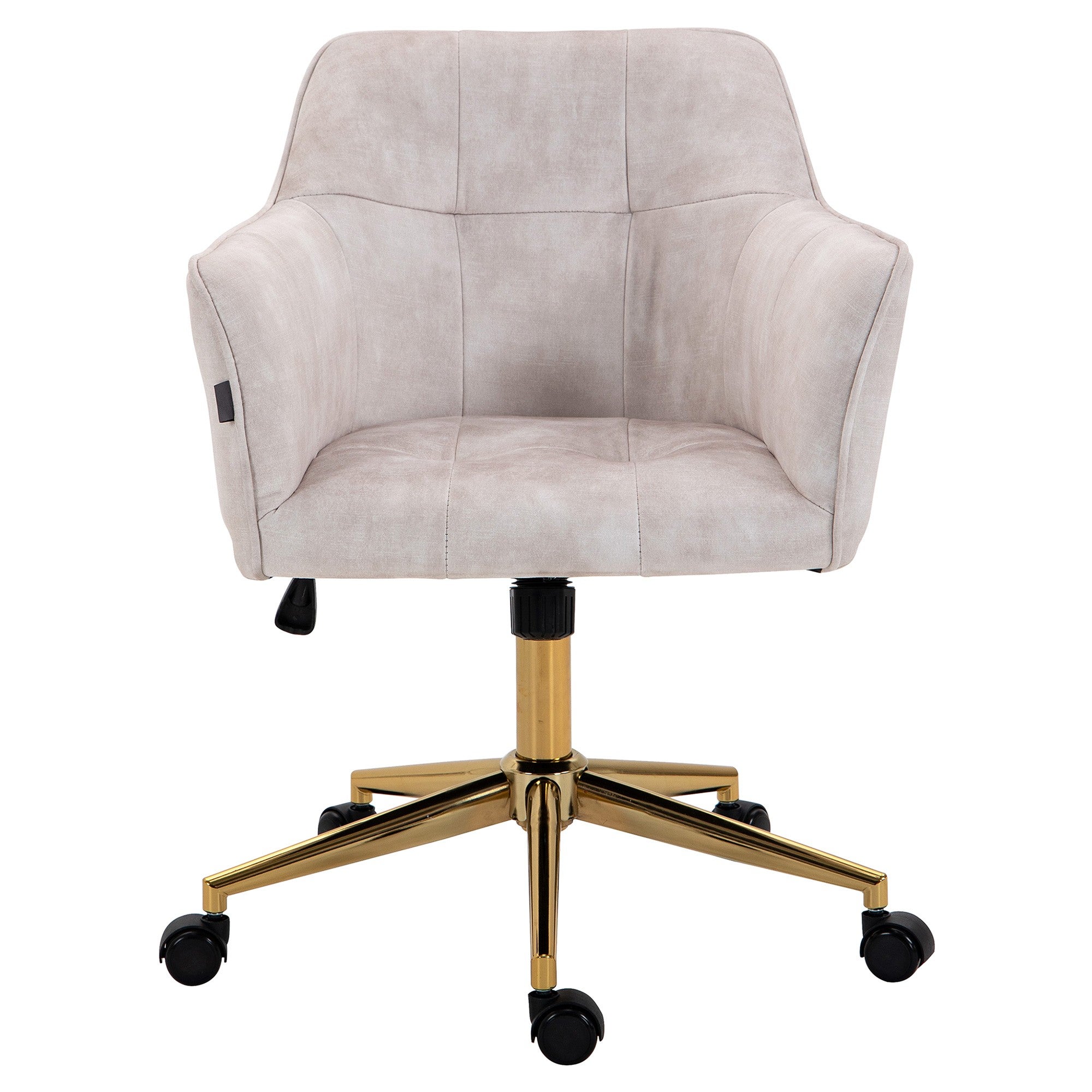 Kipper Velvet Fabric Office Chair Beige Gold
