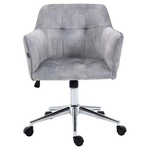 Kipper Velvet Fabric Office Chair, Silver Chrome