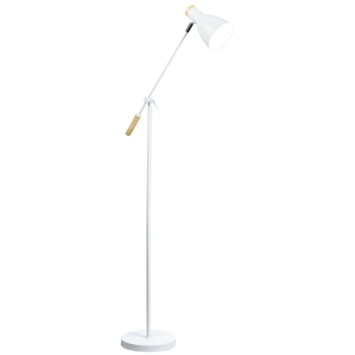 Metal and cheap wood floor lamp